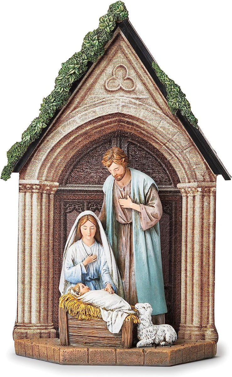 Statua di San Giuseppe con Gesù Bambino 30 cm (11.81) in polvere di marmo - Ovunque Proteggimi